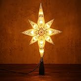 Brizled Christmas Tree Topper, 11" Warm White Double-Sided Bethlehem Star Tree Topper, Plugin Polaris Xmas Treetop with 10 Lights, UL Certified Lighted Tree Top for Christmas Tree Home Holidays Decor
