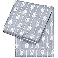Bumkins Baby Splat Mat for Under High Chair, Babies Toddlers Eating Mess Mat, Waterproof Reusable Cloth for Arts and Crafts, Playtime Mat for Kids, Floors or Tables, Fabric 42inx42in, Gray Arrows