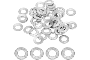 304 Stainless Steel Flat Washers, 50 Pack M5x10mm Belleville Spring Disc Washer Conical Knurled Metric Gasket for Automotive 