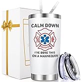 Lifecapido Paramedic Gifts, Calm Down I've Done This On A Mannequin 20oz Insulated Tumbler, Paramedic Gifts for Christmas, National Emergency Medical Technician Day and International Paramedics Day