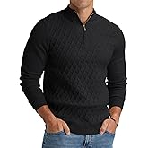 NITAGUT Mens Quarter Zip Sweater Casual Textured Knit Mock Neck Pullover Sweaters with Ribbing Edge