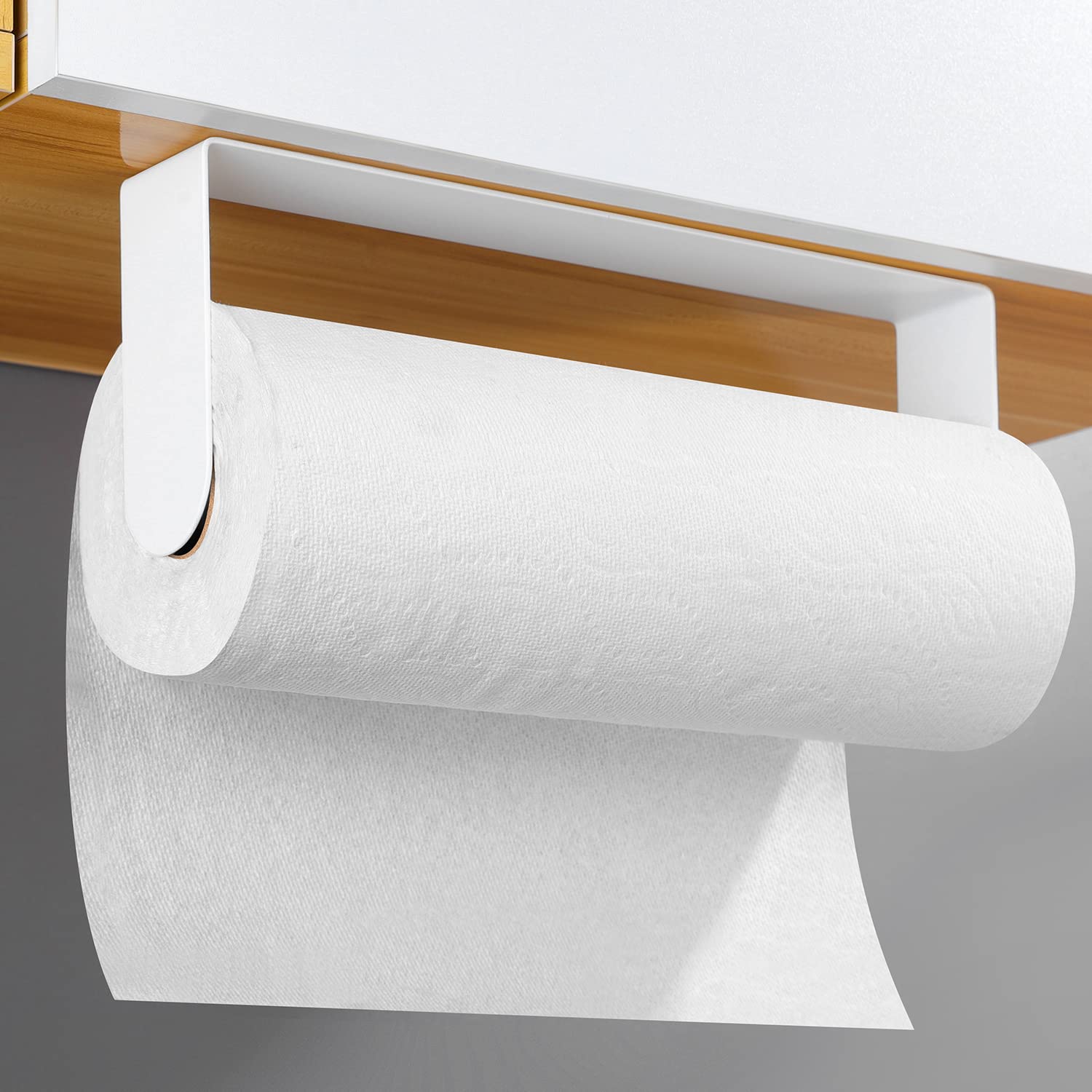 Photo 1 of YIGII Adhesive Paper Towel Holder Under Cabinet - Stainless Steel Paper Towel Rack Stick on Wall Mount for Kitchen, White