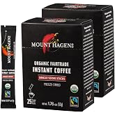 Mount Hagen 25 Count Single Serve Instant Coffee Packets - 2 Pack | Organic Medium Roast Arabica Beans | Eco-friendly, Fair-Trade [2 x 25 sticks/1.76oz/50g]
