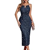 BeryLove Sequin Homecoming Cocktail Formal Spaghetti Strap Dresses Wedding Guest Glitter Sparkly Party Prom Dress
