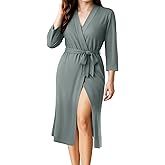 NY Threads Women's Robe Long Knit Bathrobe 3/4 Sleeves Soft Kimono Lightweight Loungewear