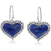 Ross-Simons Lapis Heart Drop Earrings in Sterling Silver