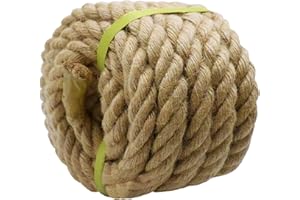 VEIZEDD Hemp Rope 1 Inch × 25 Feet Jute Rope Thick Rope - Nautical Rope Heavy Duty Rope for Swing,Tug of War,Railing, Docks, Landscaping, Home Decorating.