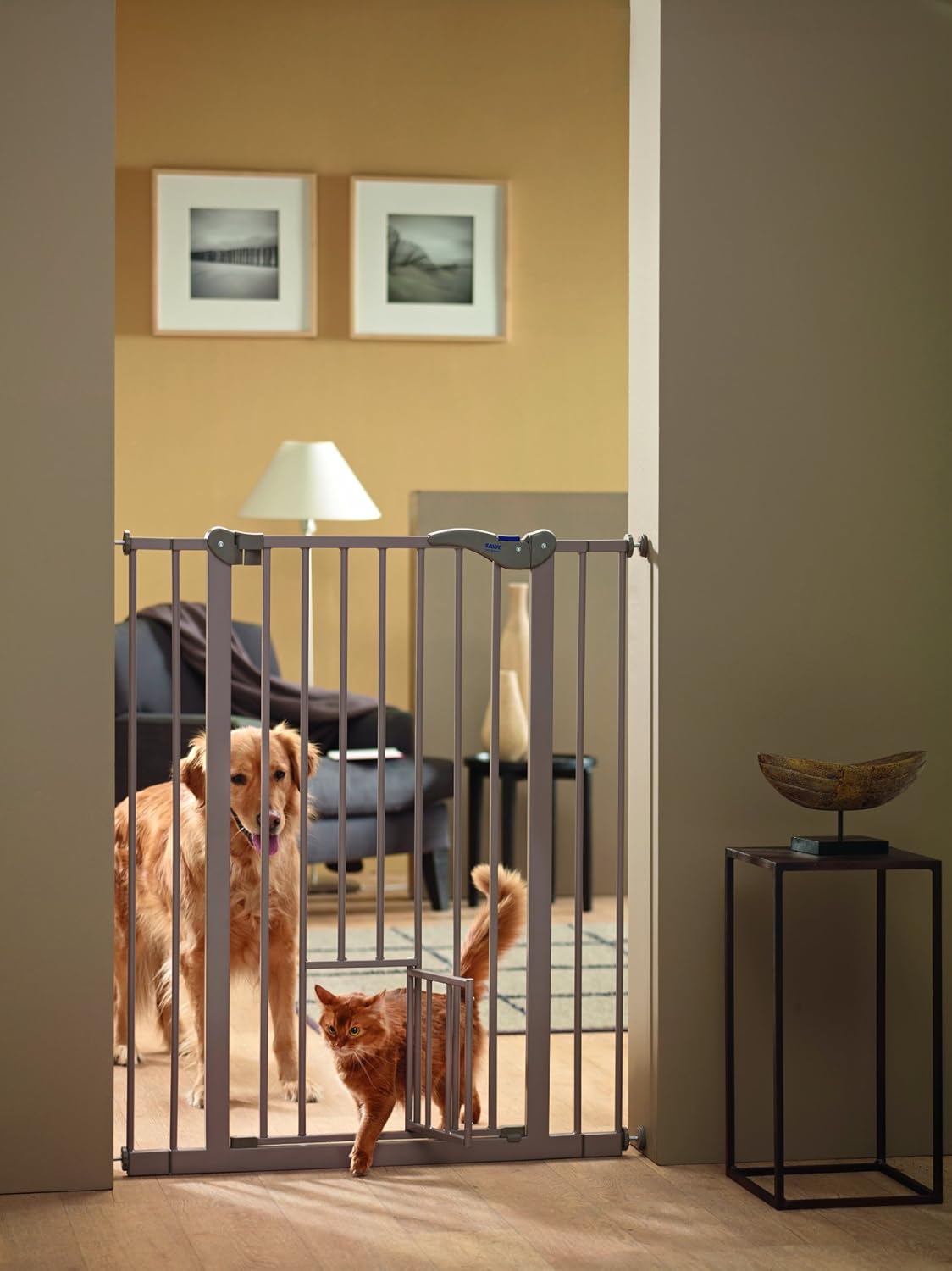 Savic 107 cm Dog Barrier with Cat Door Amazon.co.uk Pet Supplies