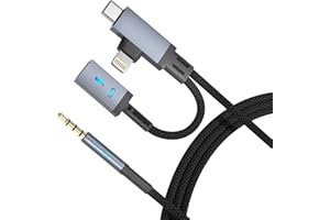 2 in 1 Aux Cord Charger Adapter, Aux Cord USB C and Lighting with 30W Charge Port, Carplay Auxiliary Cord for iPhone/Samsung 