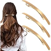 HINZIC 3Pcs Gold Hair Clips, 4'' Metal Smooth Surface Large Barrettes, French Alligator Duck Bill Snaps Wedding Hairpins Accessories for Women Girls Bride Styling Long Hair DIY Hair Salon