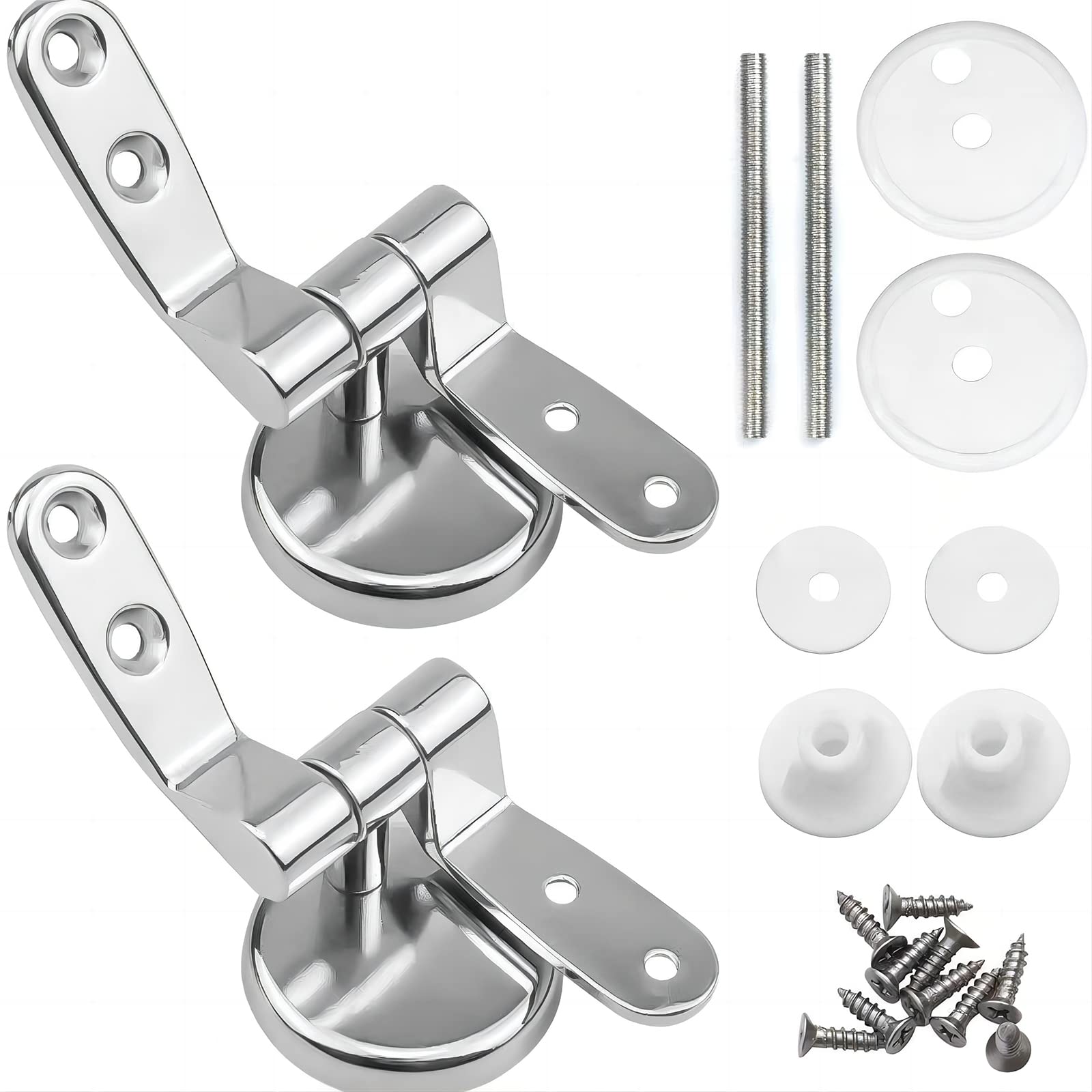 Skyzone Toilet Seat Hinges,Zinc Alloy Toilet Seat Accessories Toilet Seat Hinges Replacement,Quick Release Toilet Seat Fixings with Expanding Rubber Screw Nuts,Suitable for WC Toilets Blind Holes