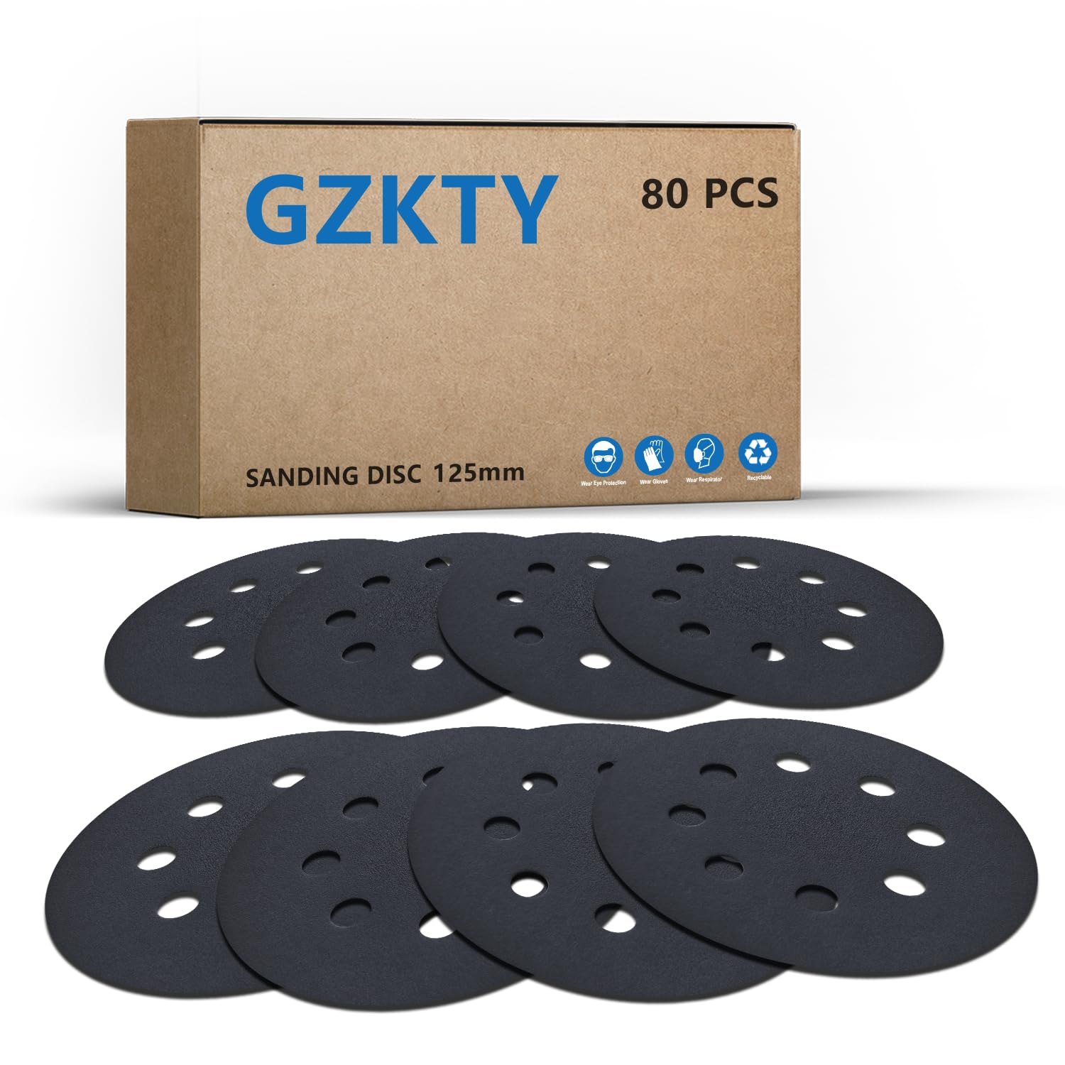 GZKTY 125mm Sanding Discs, 80 Pieces, Silicon Carbide, P600-P5000 Grit, Wet and Dry, For Orbital Sanders
