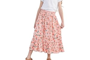 Sosomi Girls Long Ruffle High Waisted Skirt Summer Cute Floral Maxi Skirts Size 4-14 Boho Clothes