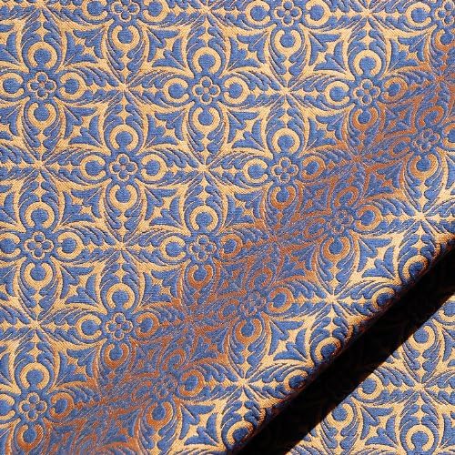Joseph Noble Navy Blue Gold French Quatrefoil Pattern Matelasse Upholstery Fabric by the yard