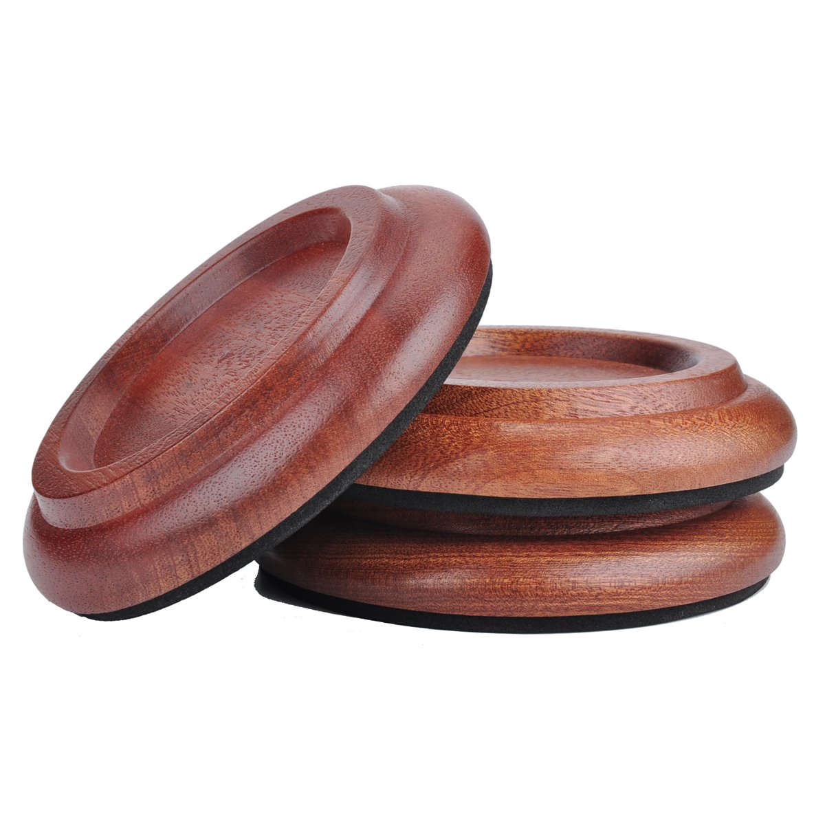 KingPoint 3 Piece Solid Wood Grand Piano Caster Cups 6 Colours Furniture Leg Protector Pads Sapele Wood
