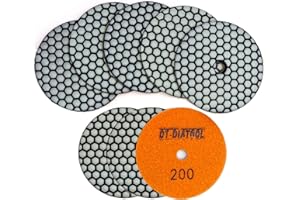 DT-DIATOOL Dry Diamond Polishing Pads 4 Inch for Granite Marble Quartz Stone Countertop Tiles 8 Pieces Grits 200