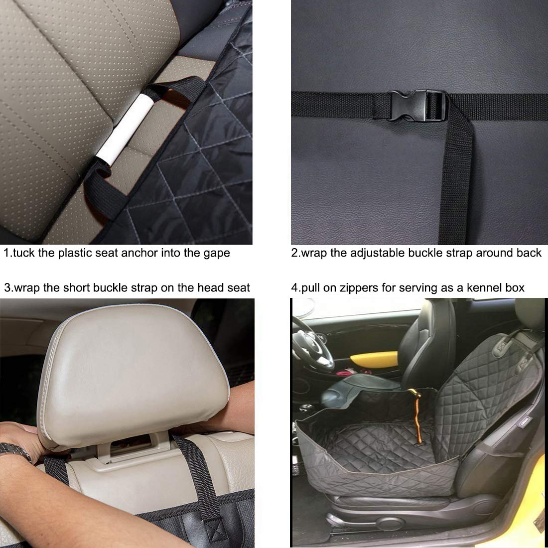 Dog Car Seat Cover 2 in 1 Nonslip Scratch-proof Pets Seat Car Cover Non-Slip Waterproof Pets Travel Hammock Rear Seat Protector single front pet seat cover 105*50cm/41.33*19.68in for cars-Black