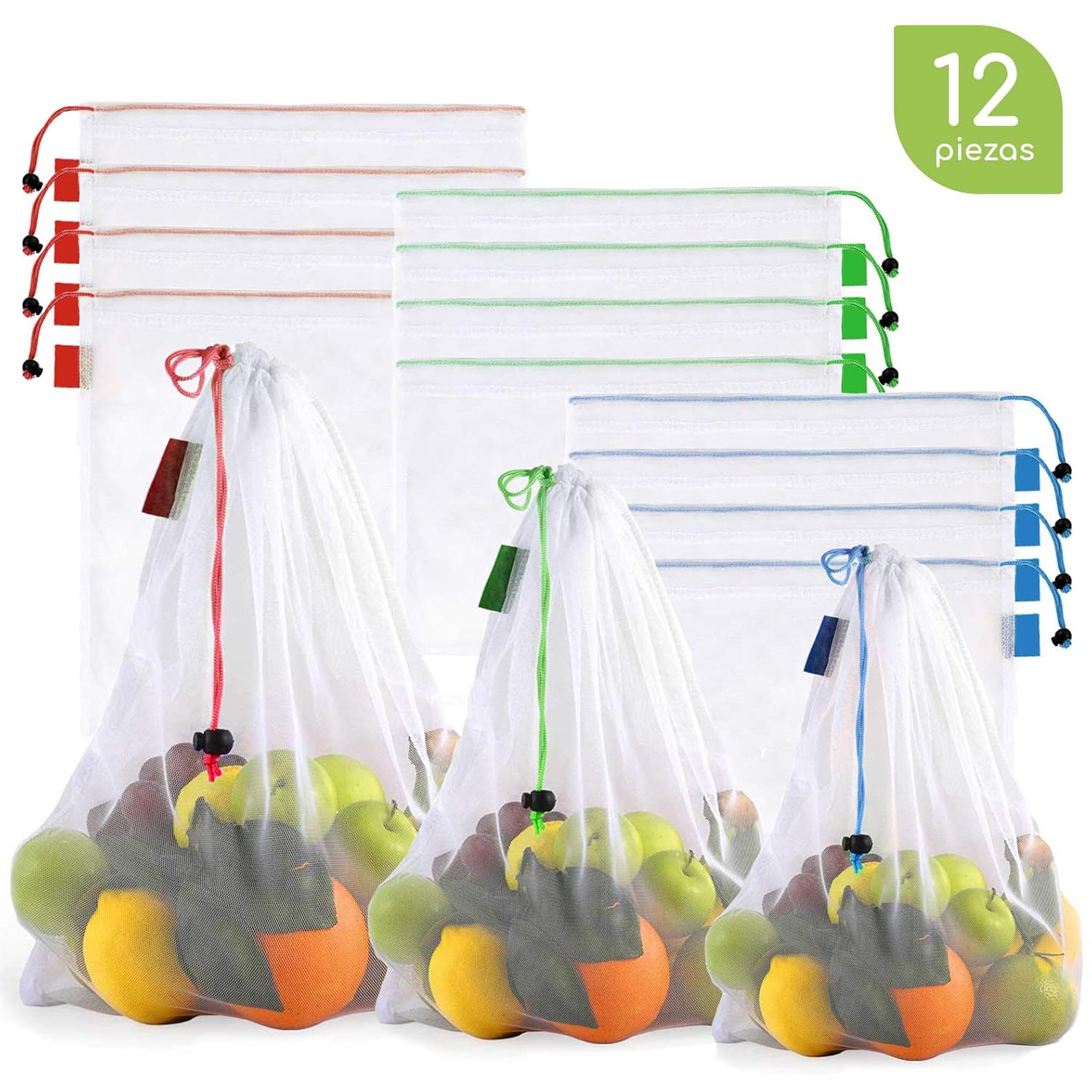 Bableco Bolsas Ecologicas para Fruta y Verdura. Bolsas Reusables de Malla Lavables para Guardar Bableco Bolsas Ecologicas para Fruta y Verdura. Bolsas Reusables de Malla Lavables para Guardar