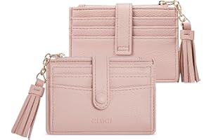 CLUCI Small Womens Wallet RFID Blocking Credit Card Holder with ID Window Leather Slim Card Wallets for Women Pink