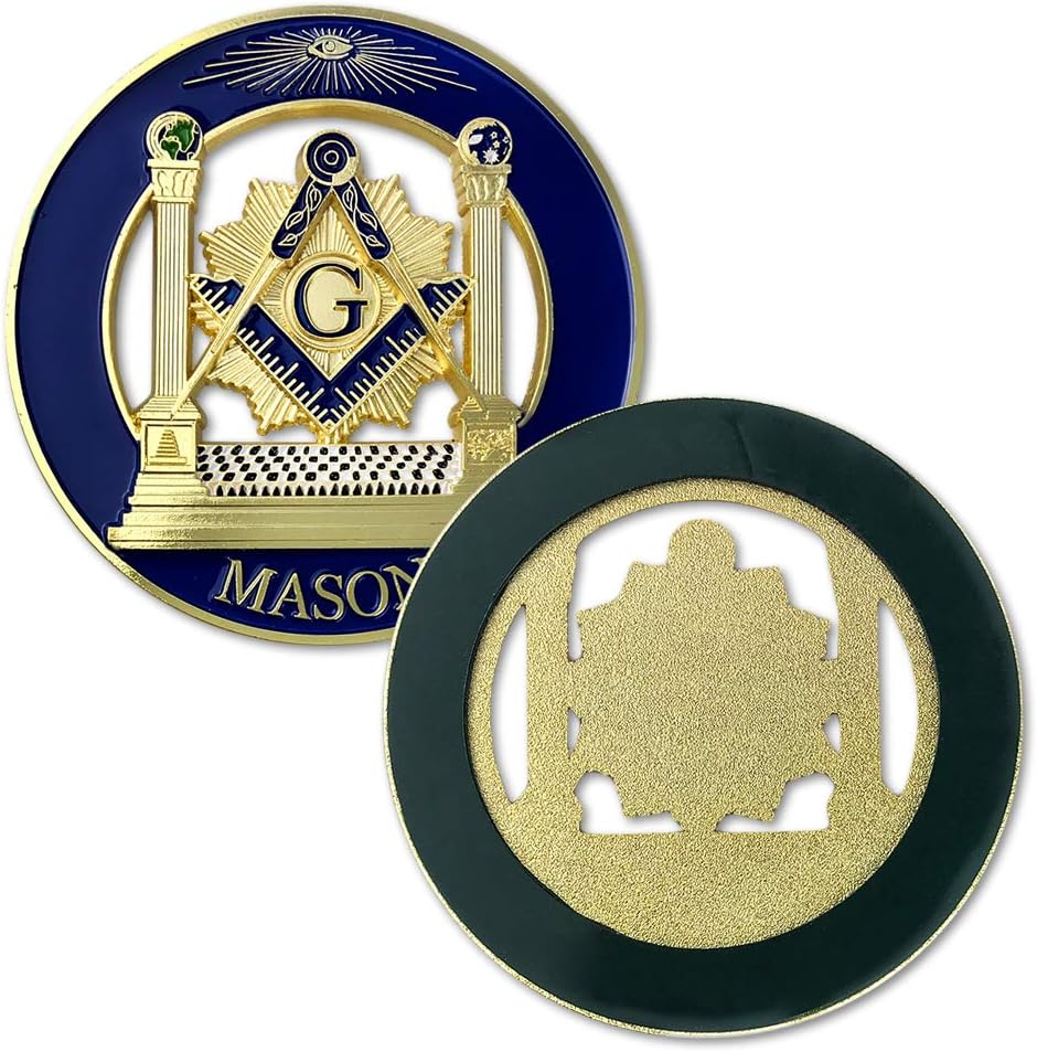 AtSKnSK Square & Compass Blue Lodge Round Masonic Car Emblem Freemason Auto Decal