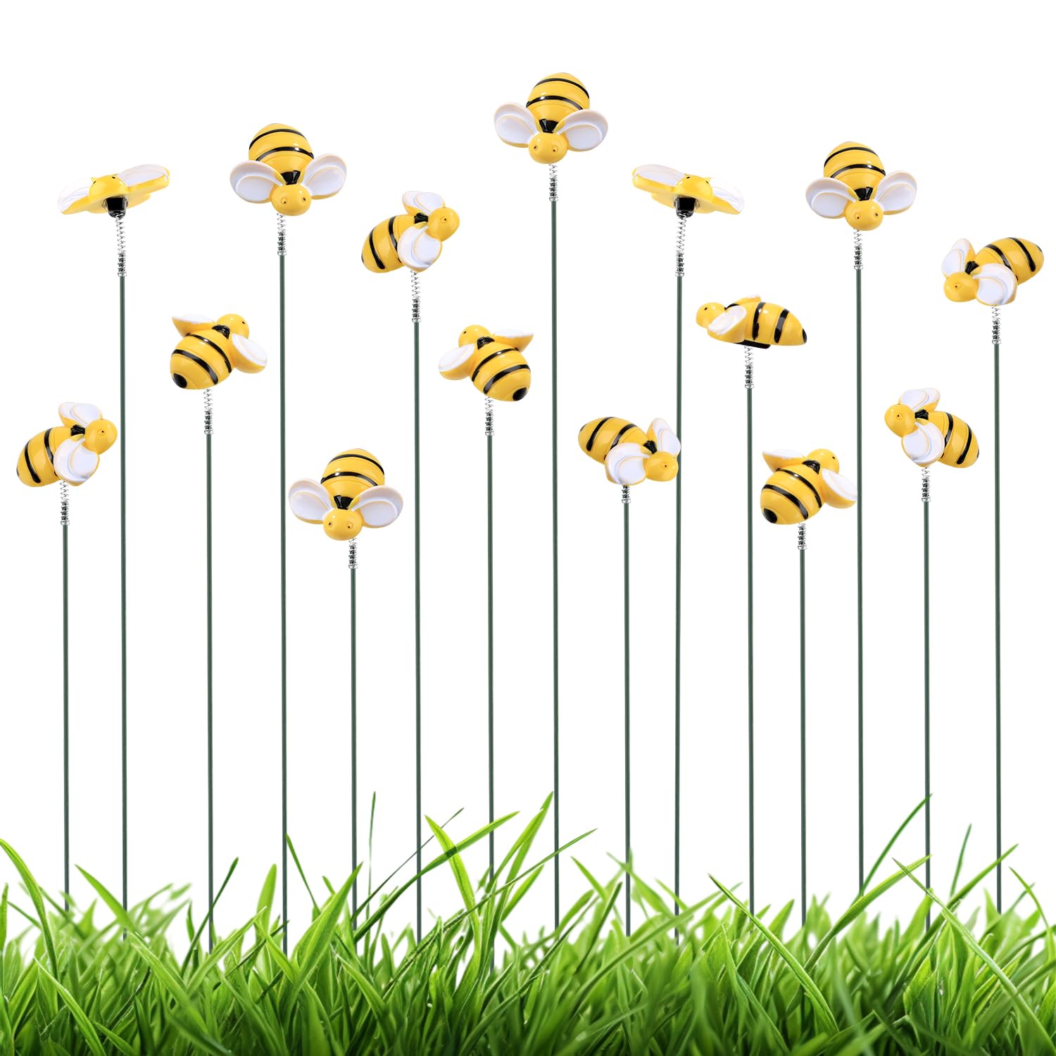 15pcs Bee Garden Stakes for Decoration, Resin Garden Stakes Decorative Vivid Bee Yard Stakes Decorative Plant Stakes Bee Yard Art Decorations for Pot Lawn Patio Flower Outdoor Plant Corridor Fence