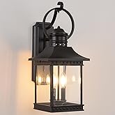 Smeike Outdoor Lanterns, 21.5" H Large Exterior Sconce Lights, 2-Light Black Outdoor Wall Light Fixtures with Clear Glass for