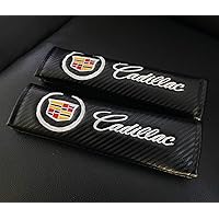 Akiyou Car Seat Belt Covers for Cadillac Leather Safety Belt Cover Shoulder Protector Carbon Fiber Pad Cushions