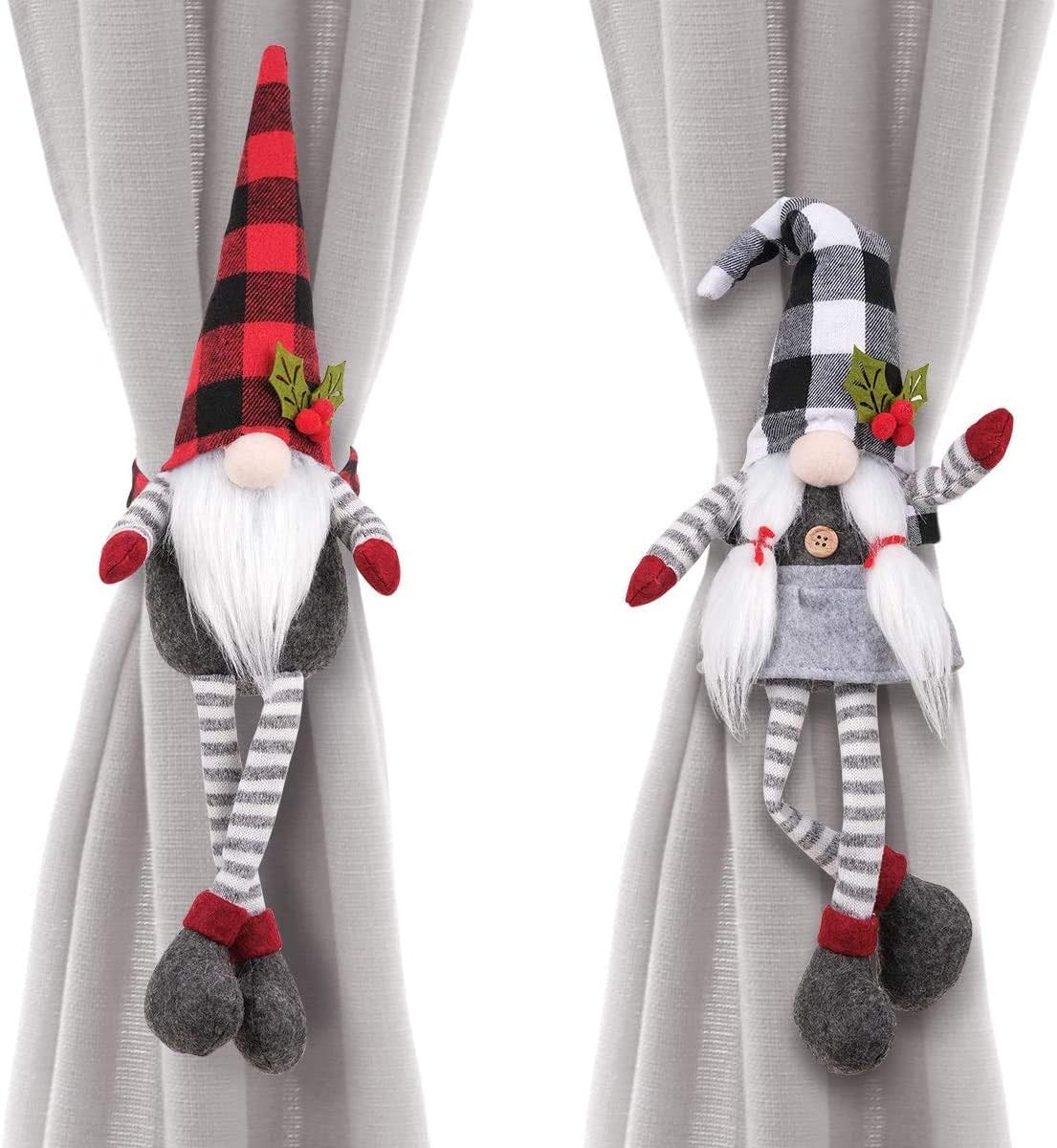Window Treatment Hardware - D-FantiX Christmas Curtain Tieback Buckle Set of 2, Mr and Mrs Gnome Curtain Tiebacks Holder Fastener Buckle Window Christmas Ornaments Decorations Home Décor 2023