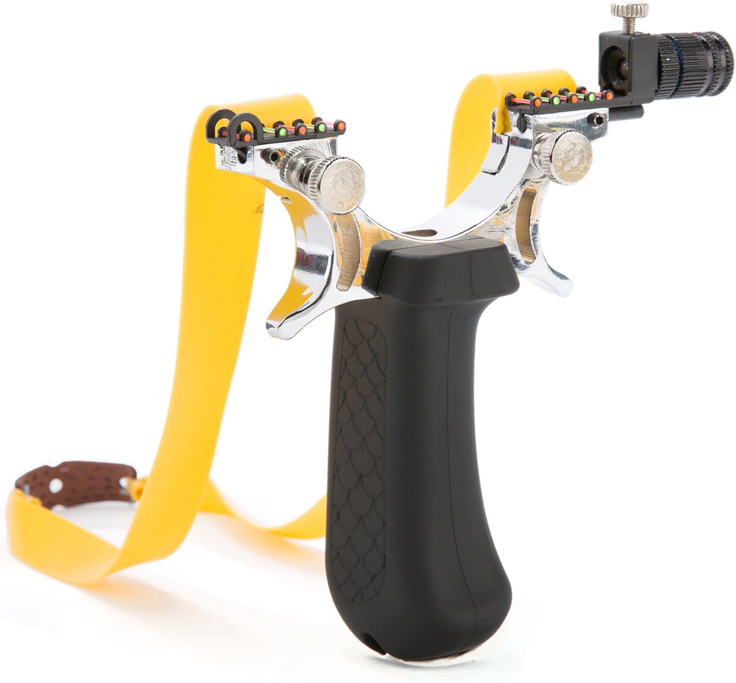 HIRAM Zinc Alloy Slingshot Stainless Steel Outdoor Hunting Sling Shot High Velocity Catapult with Night Light