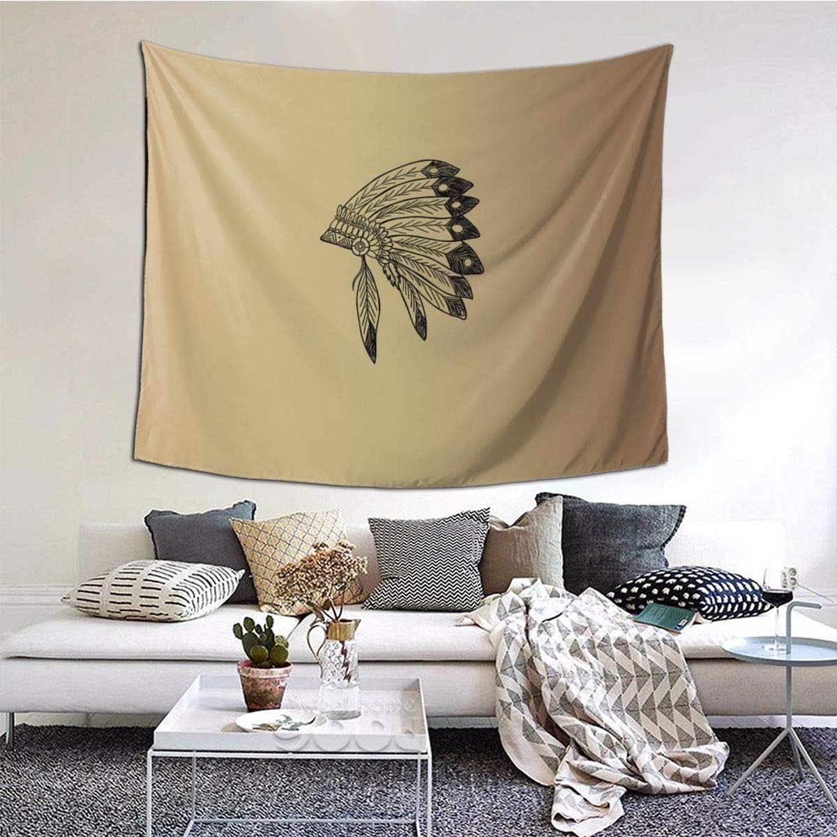 Amazon Co Jp ネイティブアメリカンインディアンのヘッドドレス タペストリー 壁掛け壁画 北欧風 海 おしゃれ タペストリー多機能ファブリック装飾用品おしゃれ モダンなアート 模様替え 部屋 窓カーテン 夏休み 壁飾り 家 リビングルーム ベッドルーム 部屋 飾り