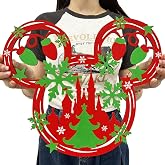 Christmas Decorations Christmas Hanging Wooden Sign | Red and Green Mouse Sign for Front Door Xmas Wall Hanging Decor for Indoor Outdoor Christmas Party Supplies
