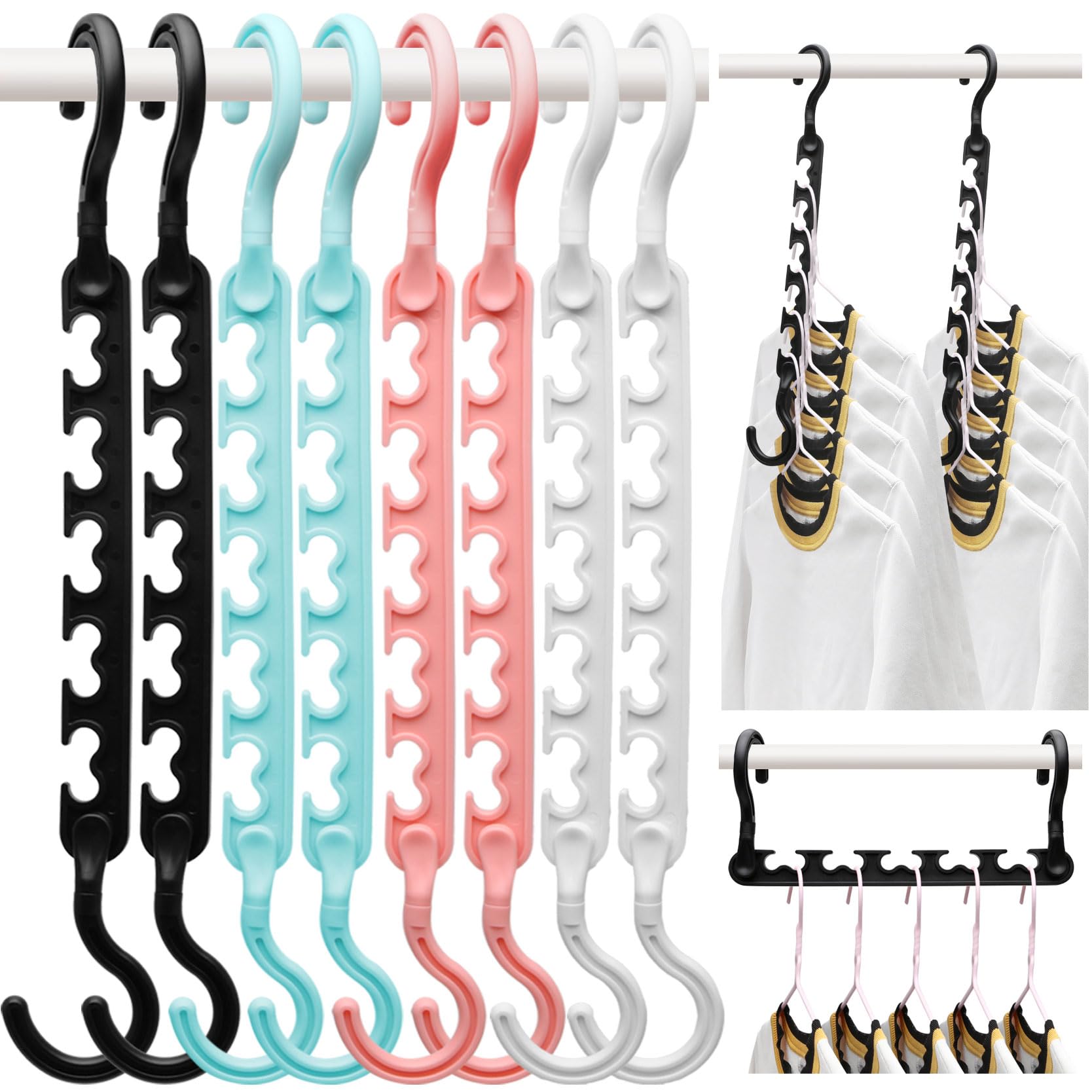 Photo 1 of 8-Pack-Closet-Organizers-and-Storage,Sturdy Organization-and-Storage-Hangers-Space-Saving for Wardrobe,Dorm-Room-Essentials for College Students Girls Smart Clothes Hanger