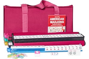 ZGME American Mahjong Set,166 Premium White Tiles with Red Soft Bag and Accessories,4 All-in-One Mahjong Racks with Pushers,Complete Western Mah Jongg,Mah-Jongg,Ma Jong Set
