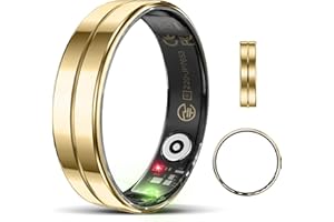 Emerhome Upgrade Smart Health Ring for Women Men,Waterproof Fitness Ring, Fitness Tracker for Activity Monitoring,Sleep Tracker, No Subscription Fee, Smart Ring for iSO & Android (Gold,8#)