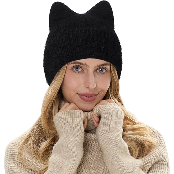 Wayolyn Fuzzy Hat Sheep Horn Beanie Fluffy Beanies Y2k Accessories