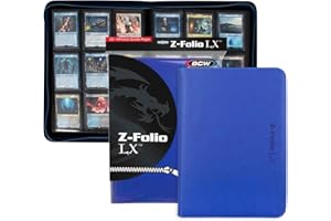 BCW Z-Folio 9-Pocket LX Album - Blue | Secure Zipper Card Organizer | Premium Leatherette Card Collection Binder | Trading Card Binder for Pokemon, MTG, Sport Cards and More