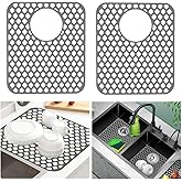 Wonninek Silicone Kitchen Sink Mat, 2 PCS Kitchen Sink Protector Grid Accessory with Rear Drain, Non-Slip Heat Resistant Sink