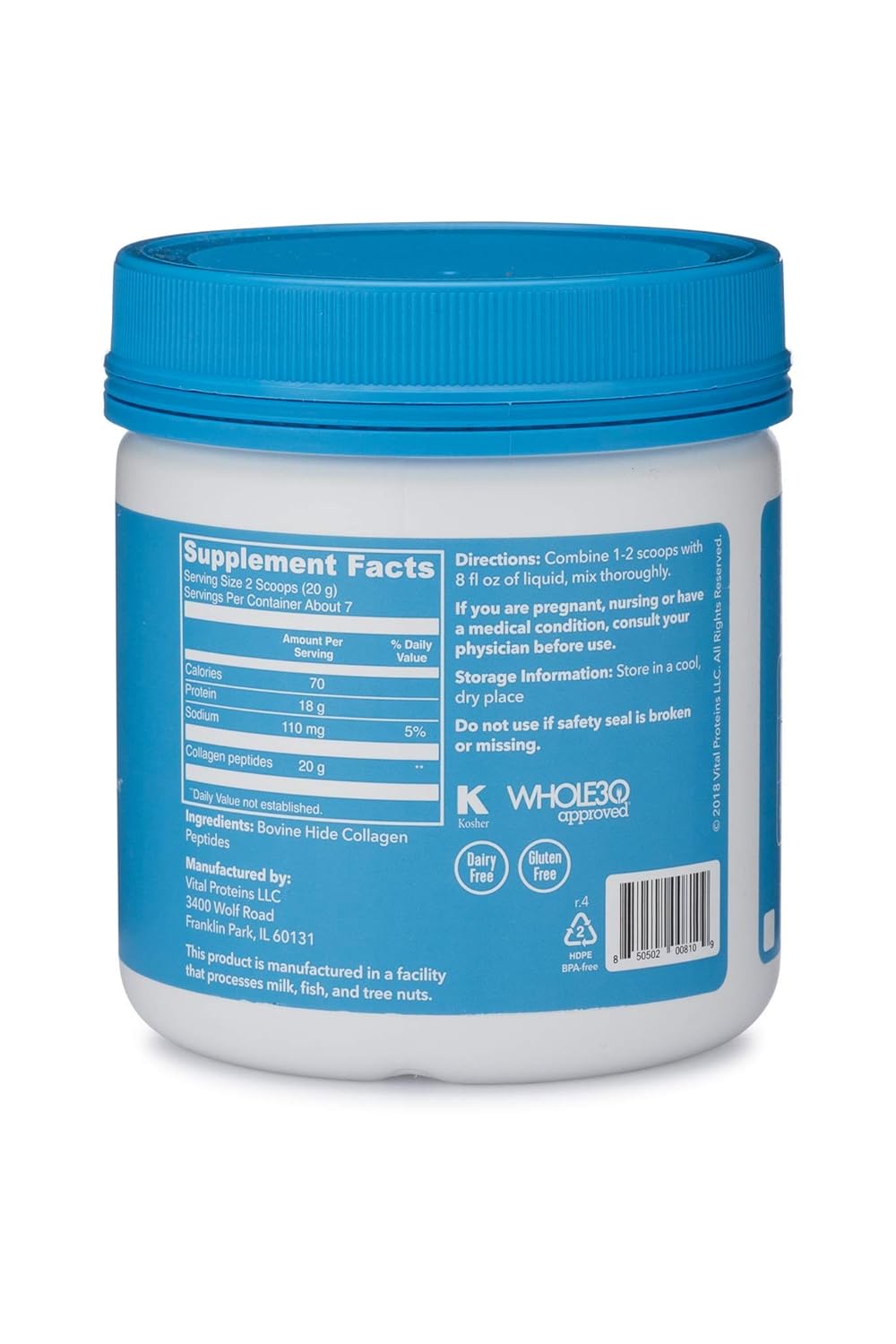 Collagen Peptide Powder Nutrition Facts Runners High Nutrition