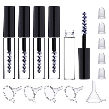 Amazon Com Eboot 4 Ml Empty Mascara Tube With Eyelash Wand Rubber Inserts And Funnels Set For Castor Oil Diy Mascara Container With Cap Black Beauty