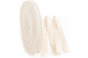 IDONGCAI Cotton Lace Ribbon,25 Yards,0.47 inch Wide,Thin Vintage Sewing Crochet Ribbon Trimming for DIY Scrapbooking Wedding Crafts Supply
