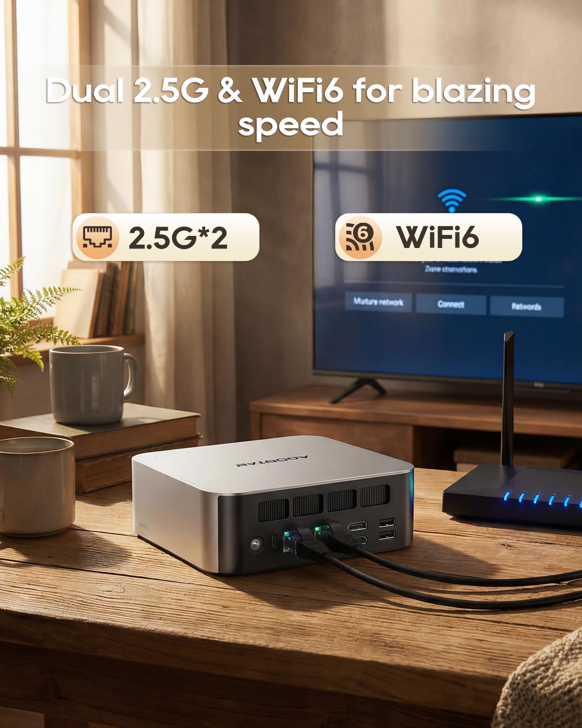 AOOSTAR MACO Mini PC Ryzen 7 H 255(bis zu 4,9GHz), 24GB DDR5 RAM 1TB M.2 SSD, Mini Desktop Computer W11 Pro Radeon 780M/OCuLink/2xUSB4/2x2,5G LAN/4K Quad-Display/Fingerabdruck für Gaming/Schule/Büro 8