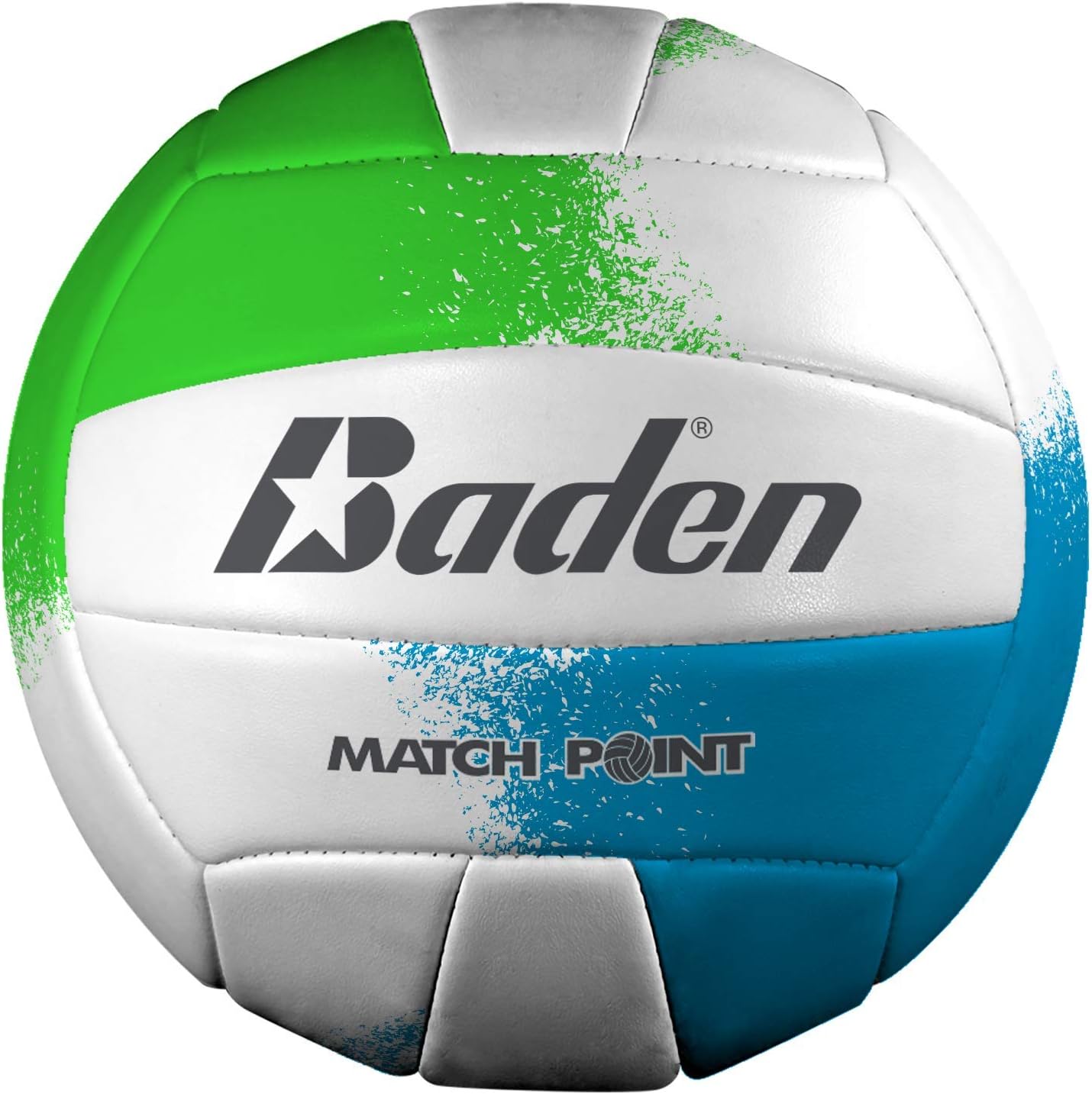Baden Match Point Volleyball (Official Size), Neon Blue/Green/White