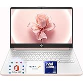 HP 14″ Rose Gold Lightweight Laptop, with Office 365 & Copilot AI, Intel 4-Core Processor, 4GB On-Board Memory, 128GB SSD + 1TB Cloud Storage