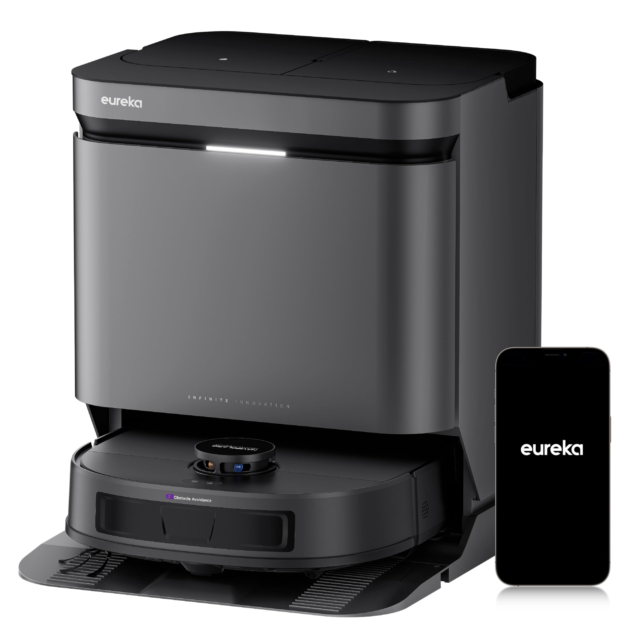EUREKA J15 Evo Ultra Saugroboter mit Wischfunktion Absaugstation, 22000 Pa Saugkraft, Automatische Wischarm-Erweiterung, Anti-Wickel-Hauptbürste & Seitenbürste, Saug Wischroboter mit Selbstreinigung