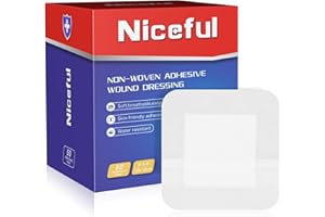 Niceful 50 Count Adhesive Gauze Island Dressing 4" x 4", Water-Resistant Wound Dressing, Sterile & Absorbent Medical Grade Dressing Pad First Aid Dressing Pads