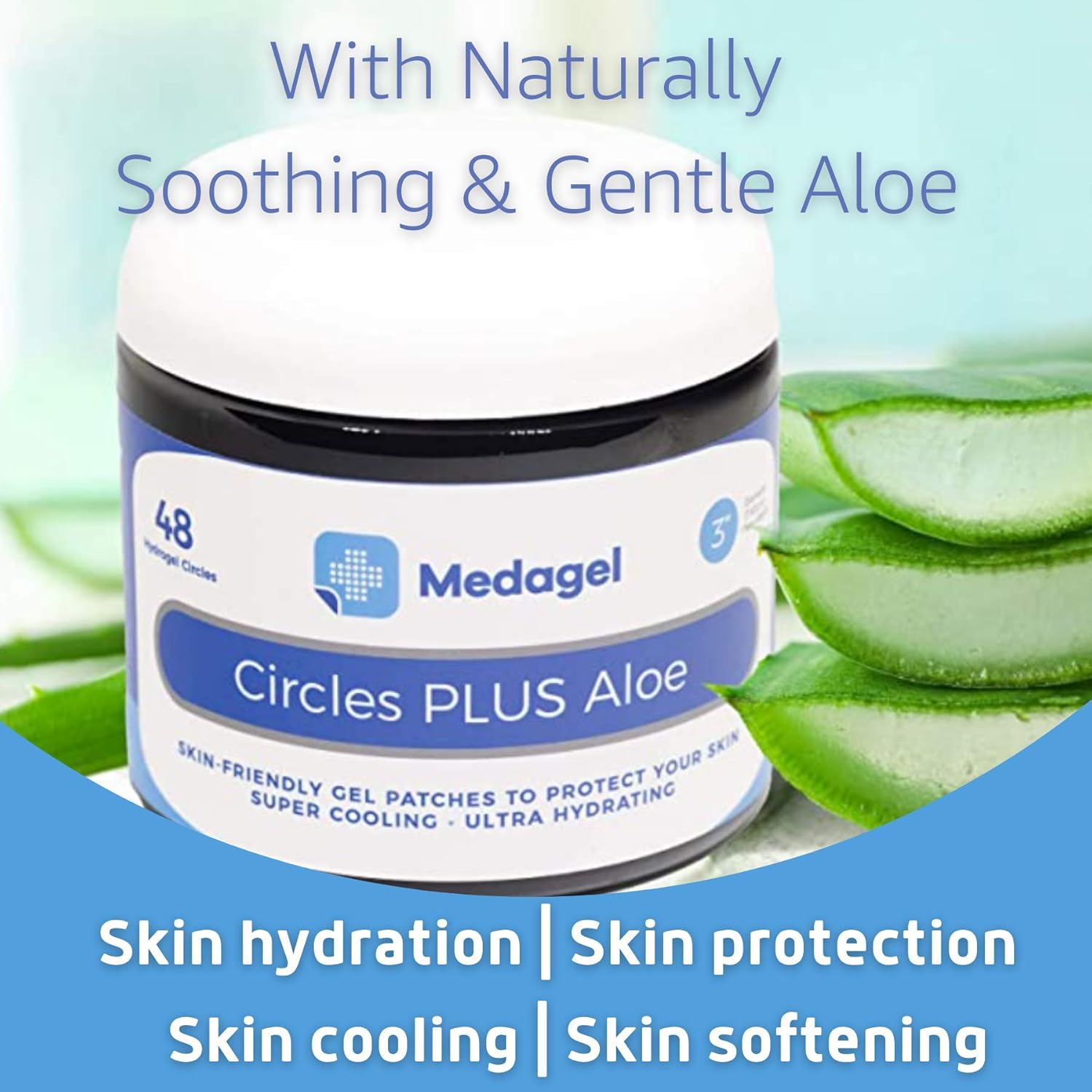 Medagel Circles Plus Aloe Hydrogel Pads - Instant Cooling and Soothing Relief for Nursing Pain, Blisters, Bug Bites, Minor Burns and Chafing - 48ct Circular Pads: Health & Personal Care