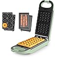 AROMA® Swap & Flip Waffle Maker with Removable Plates: 3-in-1 Panini Press, Mini Donut Maker, and Waffle Iron