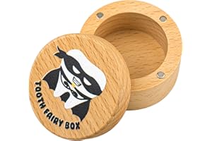 XIHIRCD Magnetic Tooth Fairy Box for Boys Girls, Wooden Tooth Keepsake Box for Lost Teeth Cute Tooth Holder First Tooth Storage Box Birthday Souvenir Gift (Black)
