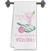 Elefeltclave Coquette Pickleball Cocktail Kitchen Towels, Pickleball Lovers Gifts Dish Tea Towels for Kitchen Bar Cart Decor, Gifts for Cocktail Lovers Decorative Hand Towel, 16x24 Inch