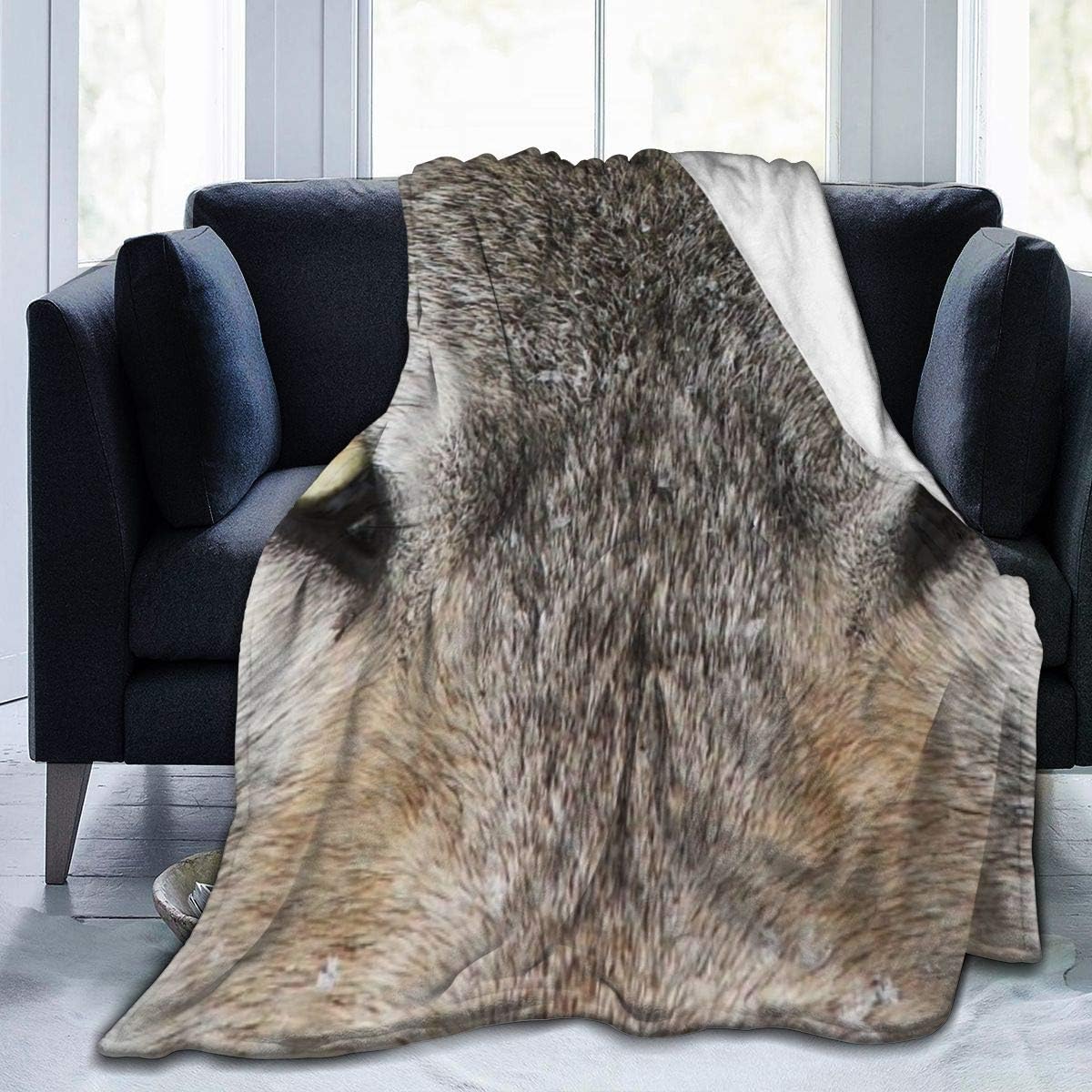 AIRMARK Flannel Fleece Throw Blanket,Alpha Male Timber Wolf in Winter Personalised Soft Warm Fuzzy Lightweight Couch Sofa Bed for Adult Kids 50" x40